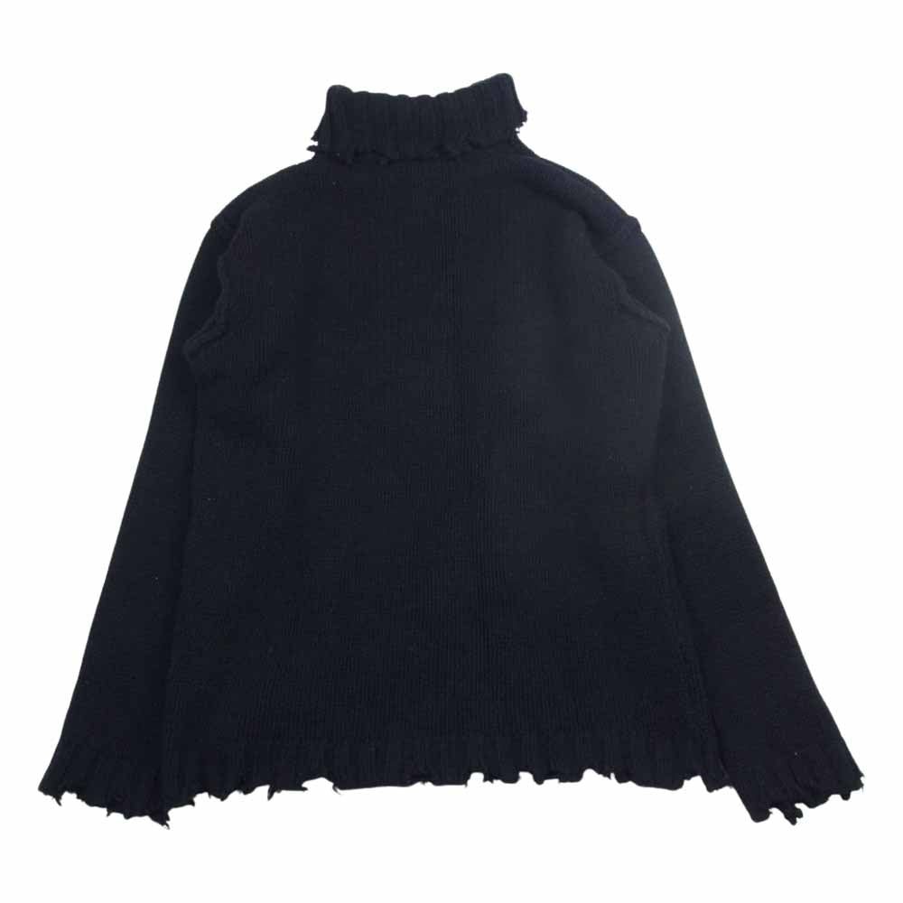 パーバーズ 117040511 ダメージ加工 クラッシュ チューブ タートルネック ニット セーター ブラック系 F【中古】