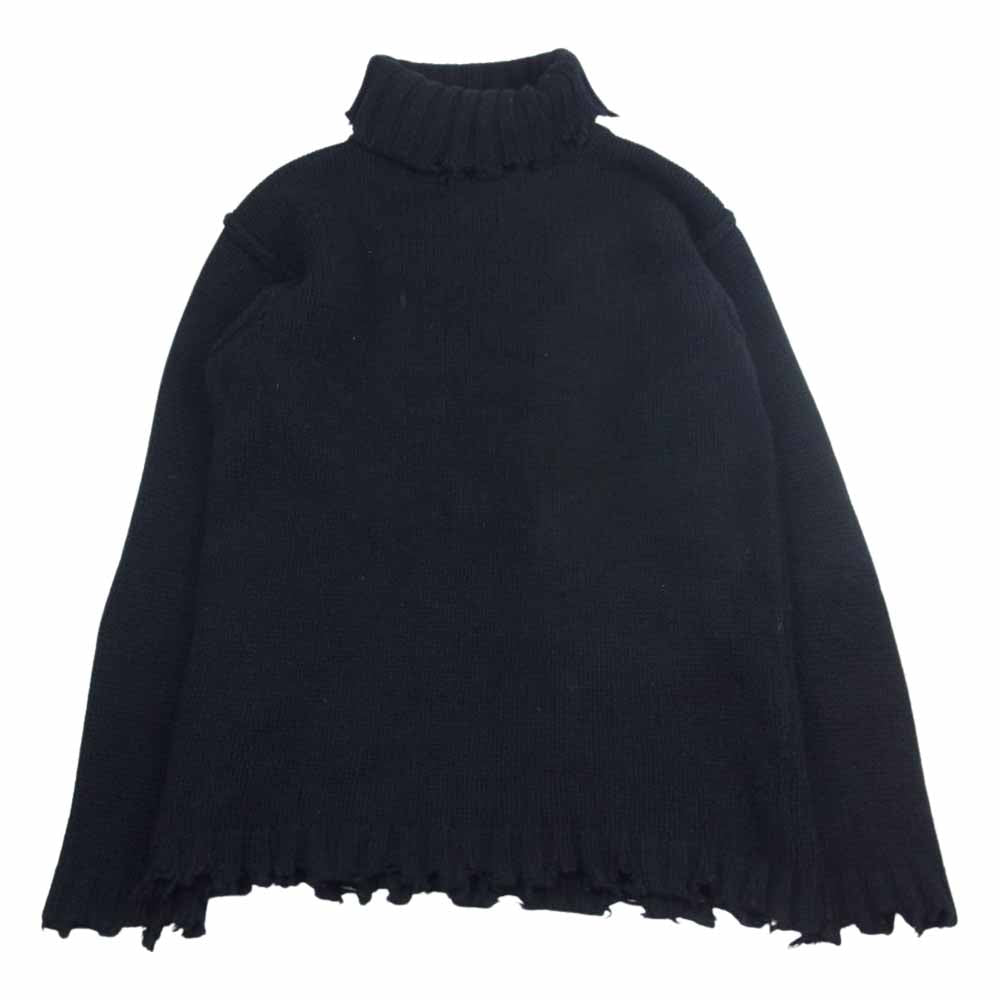 パーバーズ 117040511 ダメージ加工 クラッシュ チューブ タートルネック ニット セーター ブラック系 F【中古】