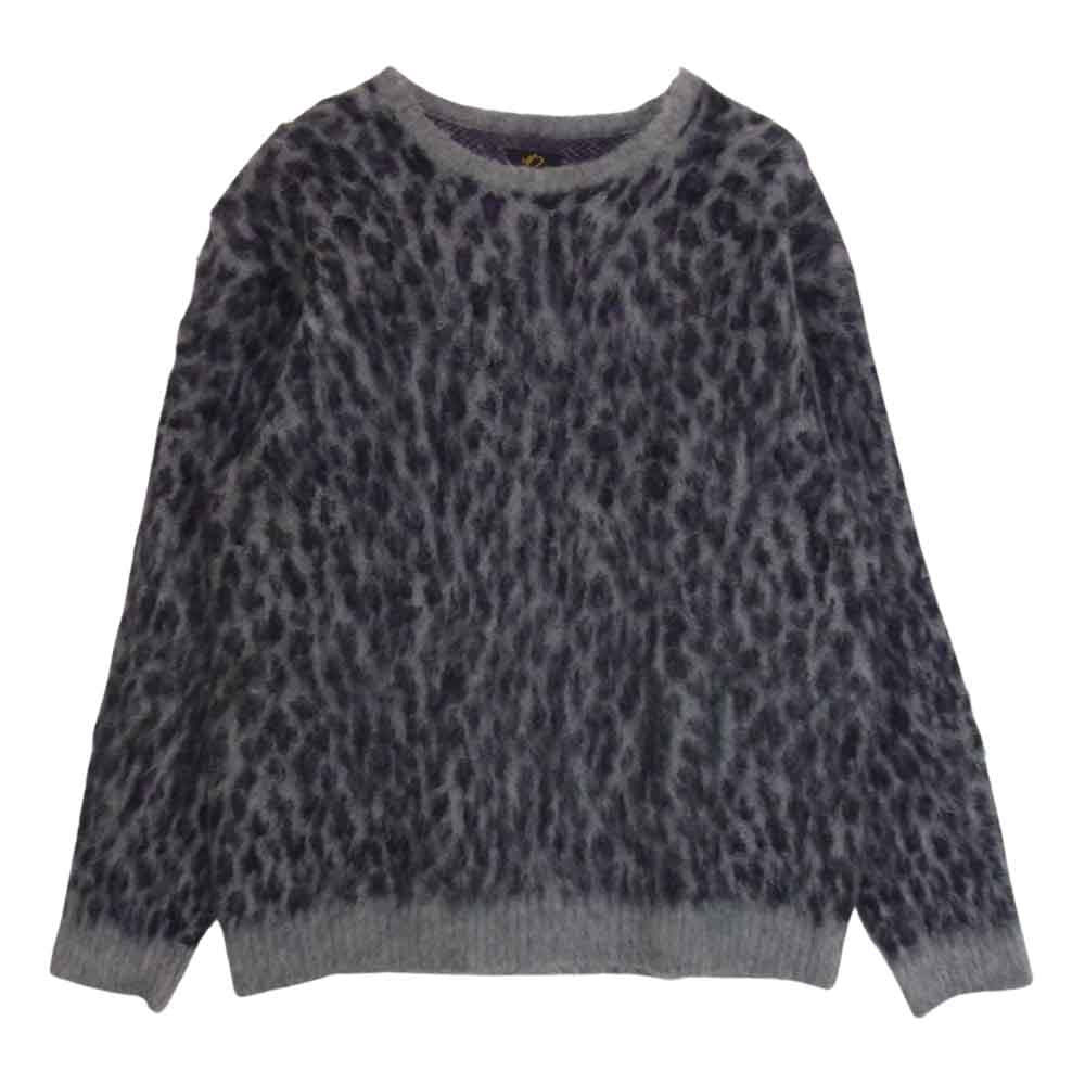 Needles ニードルス DI212 Mohair Sweater Leopard レオパード モヘア ニット セーター グレー系 L【中古】