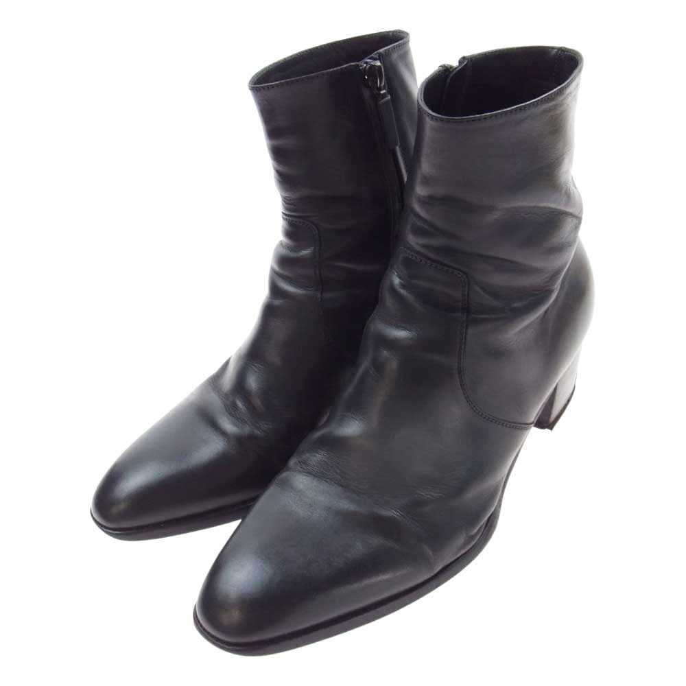 SAINT LAURENT サンローラン Wyatt Leather Chelsea Boots サイドジップ ワイアット ブーツ ブラック系【中古】