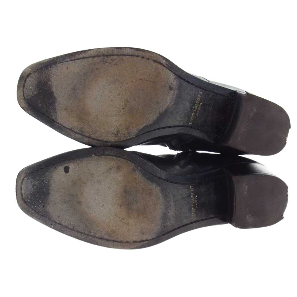 SAINT LAURENT サンローラン Wyatt Leather Chelsea Boots サイドジップ ワイアット ブーツ ブラック系【中古】
