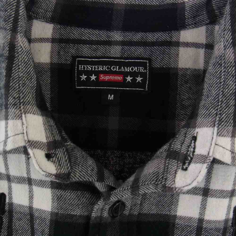 Supreme シュプリーム 21SS × HYSTERIC GLAMOUR ヒステリック グラマー Plaid Flannel Shirt プレイド フランネル シャツ ブラック系 ホワイト系 M【中古】