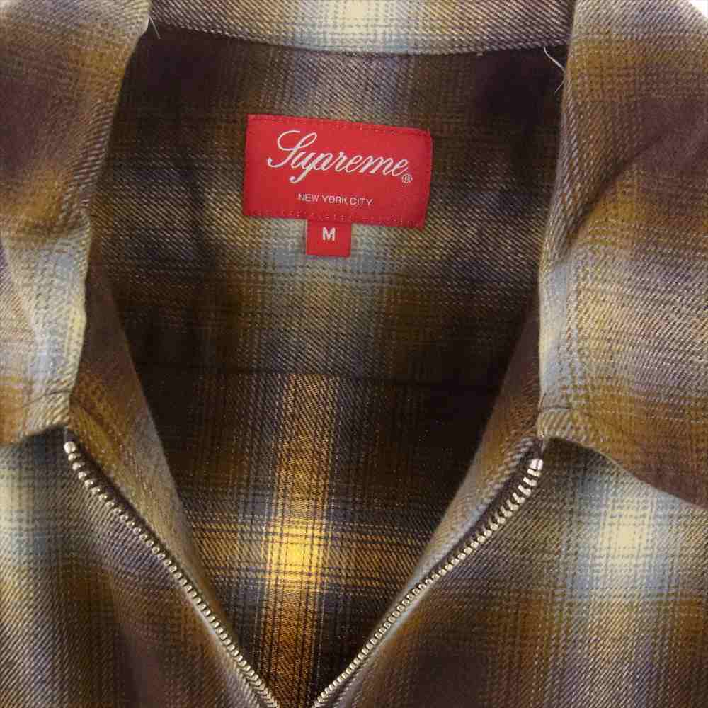 Supreme シュプリーム 22AW Shadow Plaid Flannel Zip Up Shirt シャドウ プレイド フランネル ジップ アップ シャツ  ブラウン系 M【極上美品】【中古】