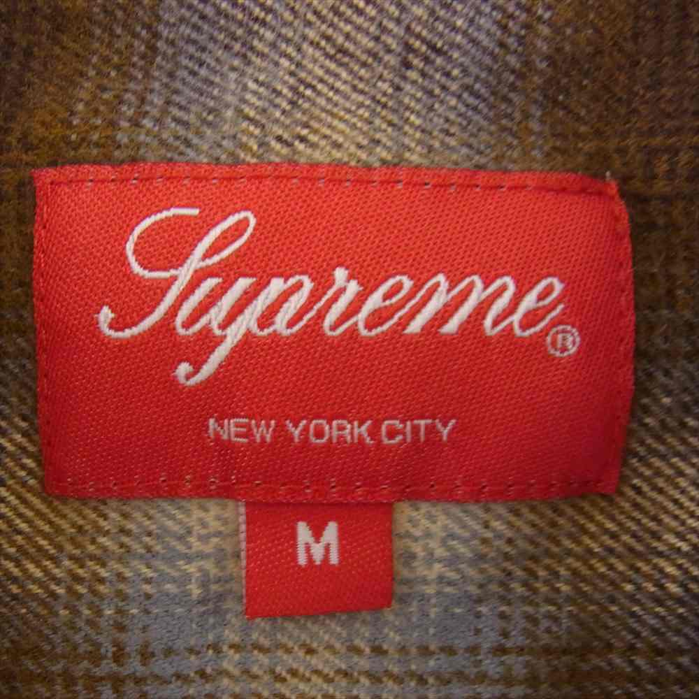 Supreme シュプリーム 22AW Shadow Plaid Flannel Zip Up Shirt シャドウ プレイド フランネル ジップ アップ シャツ  ブラウン系 M【極上美品】【中古】