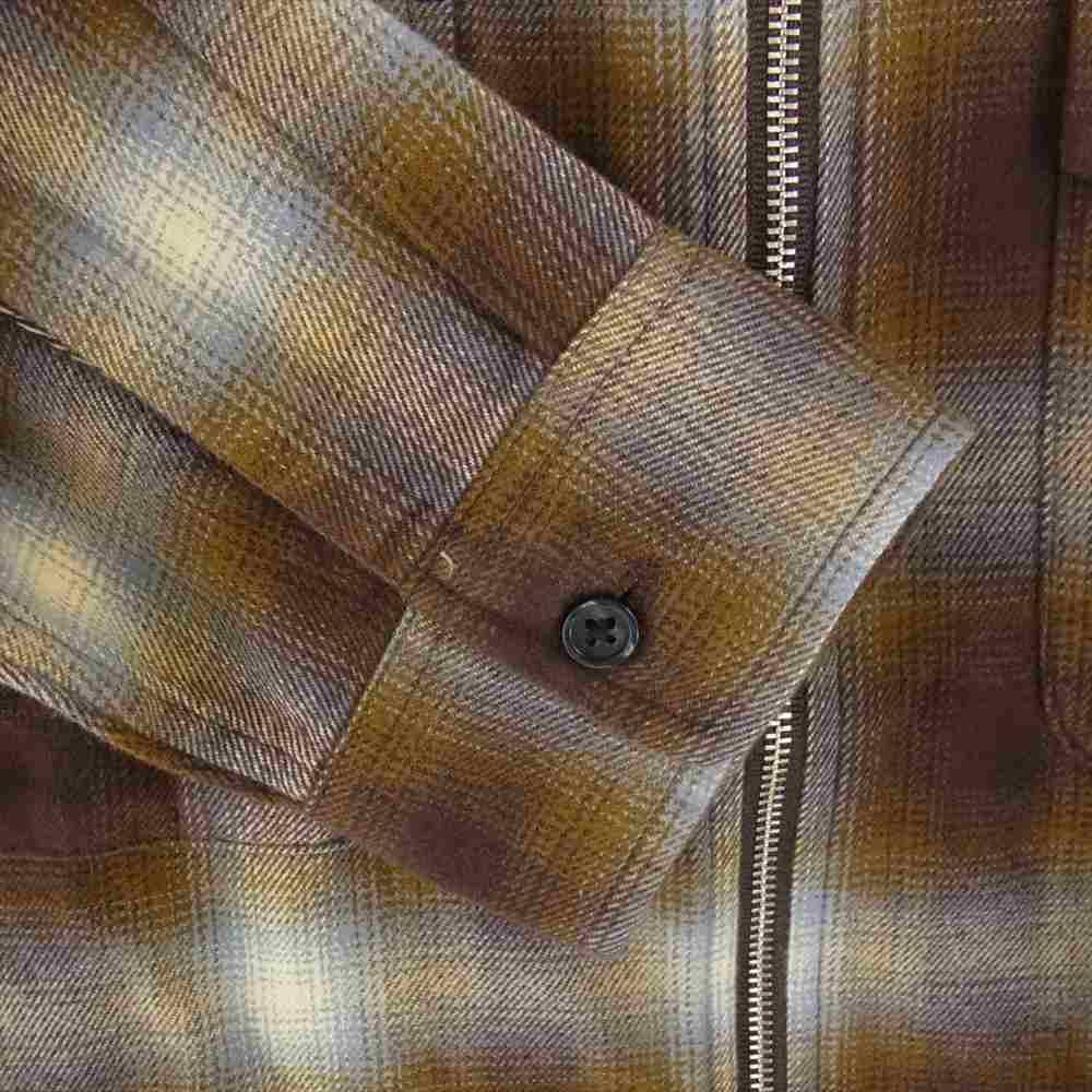 Supreme シュプリーム 22AW Shadow Plaid Flannel Zip Up Shirt シャドウ プレイド フランネル ジップ アップ シャツ  ブラウン系 M【極上美品】【中古】