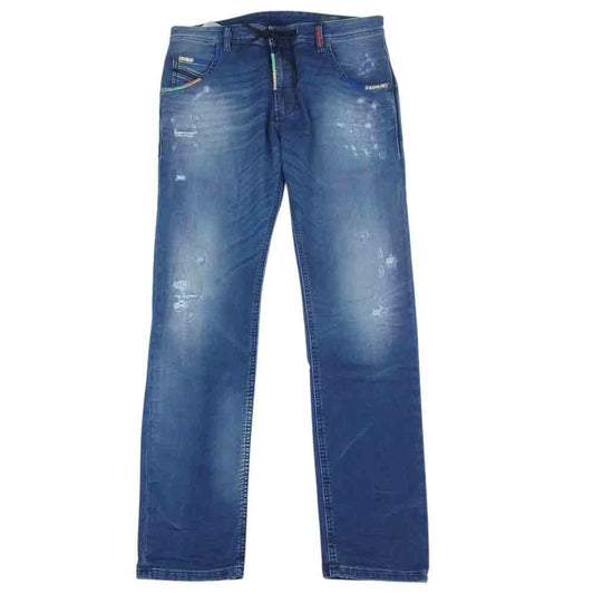 DIESEL ディーゼル 0680Y KROOLEY CB NE ストレッチ リペア ダメージ加工 ジョグジーンズ デニムパンツ インディゴブルー系 30【中古】