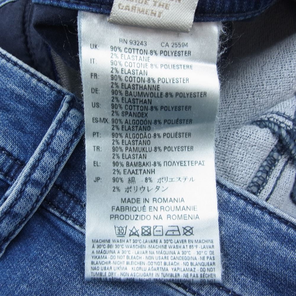 DIESEL ディーゼル 0680Y KROOLEY CB NE ストレッチ リペア ダメージ加工 ジョグジーンズ デニムパンツ インディゴブルー系 30【中古】