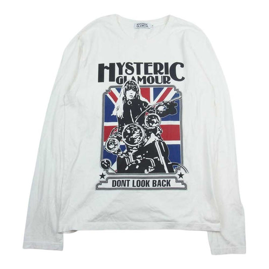 HYSTERIC GLAMOUR ヒステリックグラマー 4CL-5542 DONT LOOK BACK バイクガールプリント 長袖 Tシャツ ロンT ホワイト ホワイト系 M【中古】