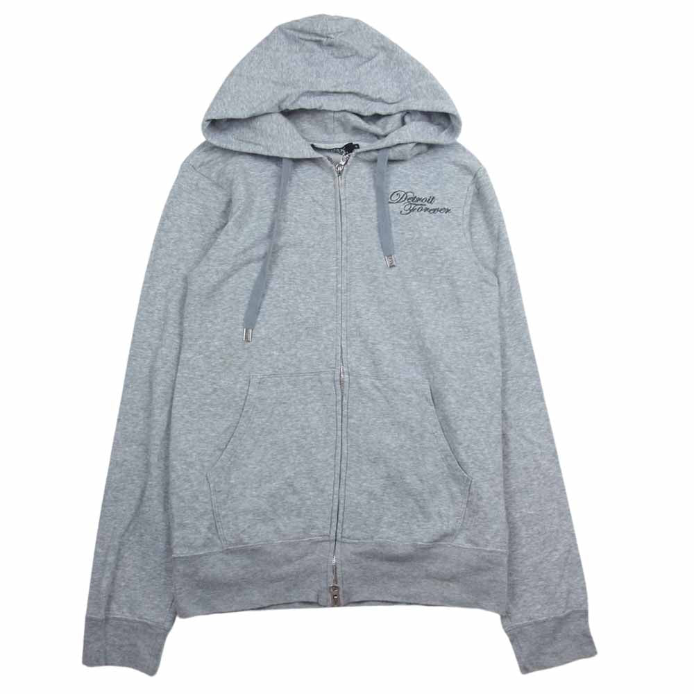 HYSTERIC GLAMOUR ヒステリックグラマー 4CF-1421 DETROIT FOREVER デトロイトフォーエバー 刺繍 バックガールプリント フルジップ パーカー グレー系 S【中古】
