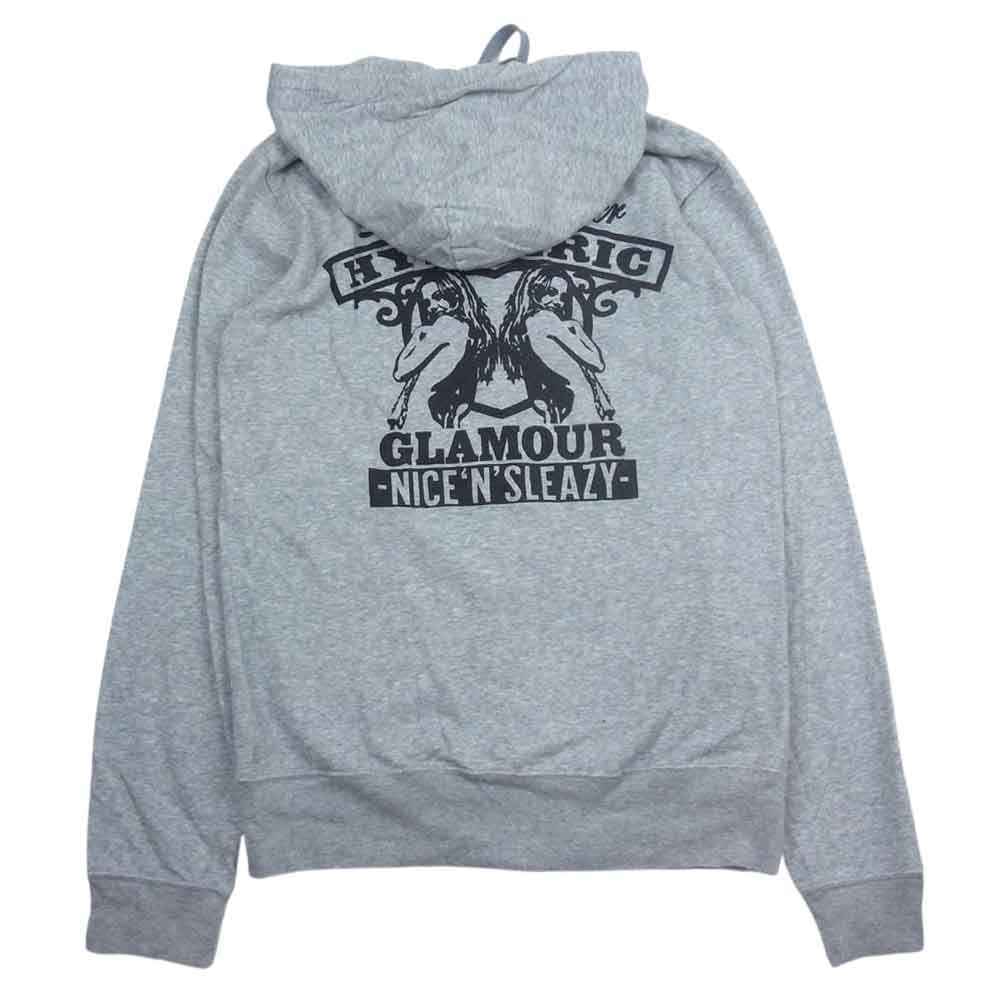 HYSTERIC GLAMOUR ヒステリックグラマー 4CF-1421 DETROIT FOREVER デトロイトフォーエバー 刺繍 バックガールプリント フルジップ パーカー グレー系 S【中古】