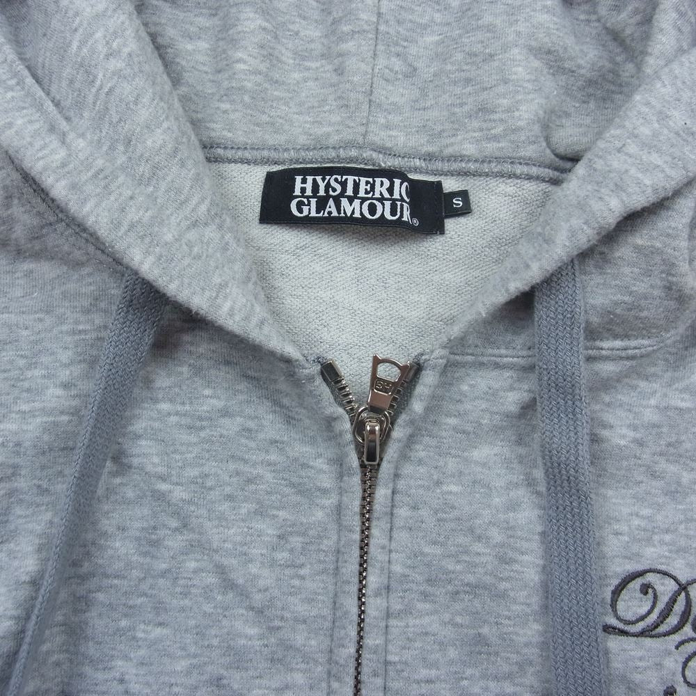HYSTERIC GLAMOUR ヒステリックグラマー 4CF-1421 DETROIT FOREVER デトロイトフォーエバー 刺繍 バックガールプリント フルジップ パーカー グレー系 S【中古】