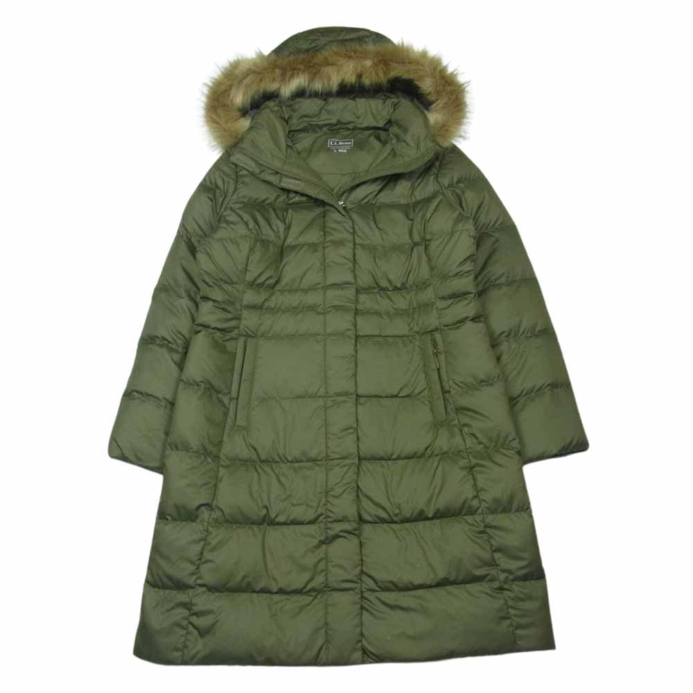 L.L.Bean エルエルビーン フィット アーバン フーディ ダウン コート バングラディシュ製 カーキ系 L【中古】