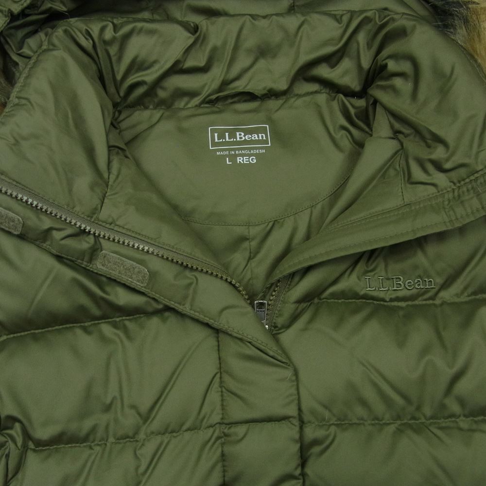 L.L.Bean エルエルビーン フィット アーバン フーディ ダウン コート バングラディシュ製 カーキ系 L【中古】