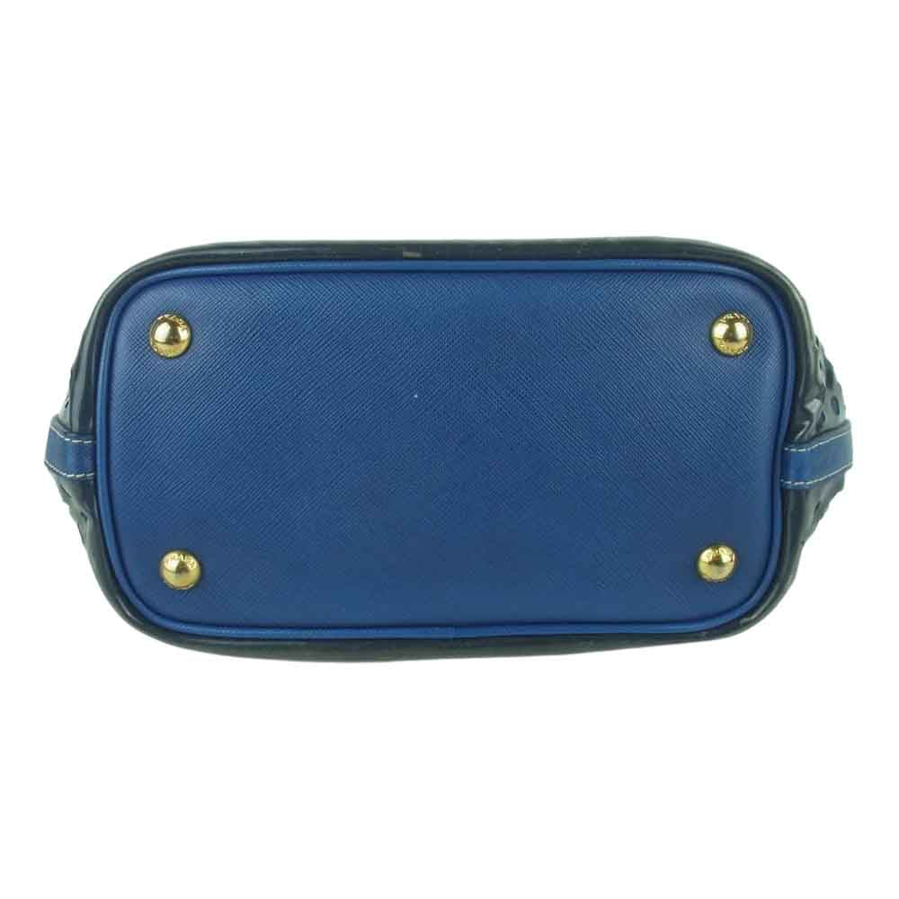 PRADA プラダ JAPAN LIMITED EDITION レザー ビニール ゴールド金具 2Way バッグ ブルー系【中古】