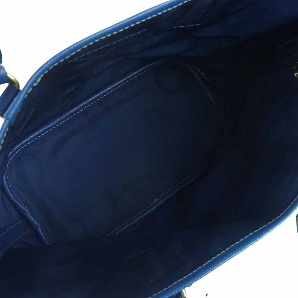 PRADA プラダ JAPAN LIMITED EDITION レザー ビニール ゴールド金具 2Way バッグ ブルー系【中古】