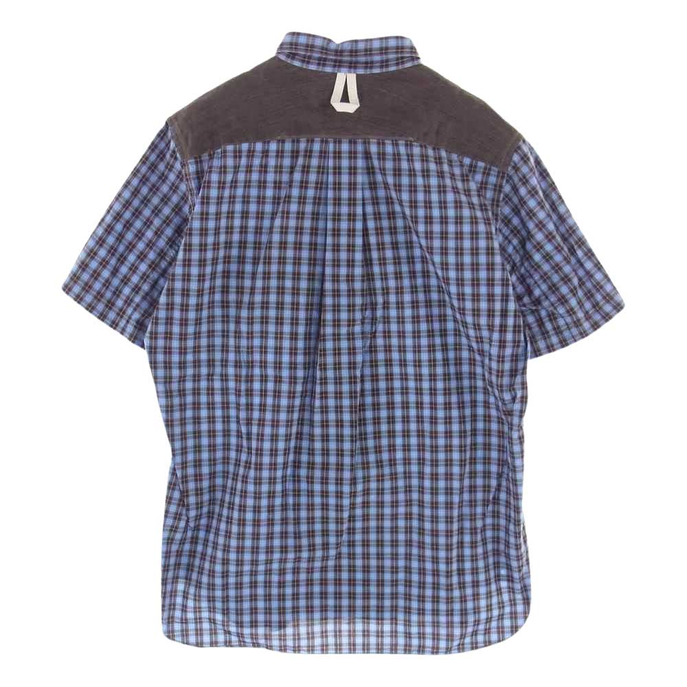 JUNYA WATANABE COMME des GARCONS MAN ジュンヤワタナベコムデギャルソンマン AD2013 WM-B046 半袖 切替 チェック 半袖 シャツ ブルー系 L【中古】