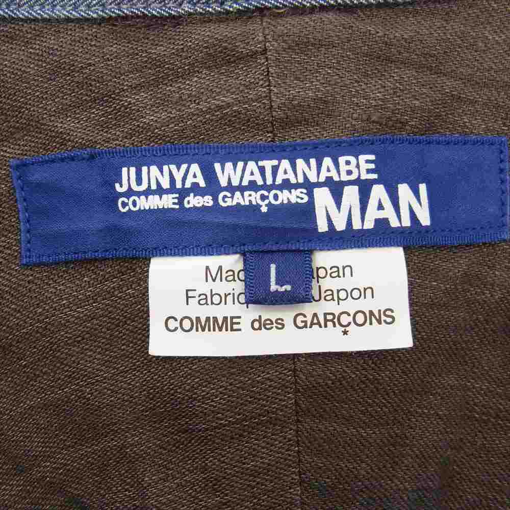 JUNYA WATANABE COMME des GARCONS MAN ジュンヤワタナベコムデギャルソンマン AD2013 WM-B046 半袖 切替 チェック 半袖 シャツ ブルー系 L【中古】