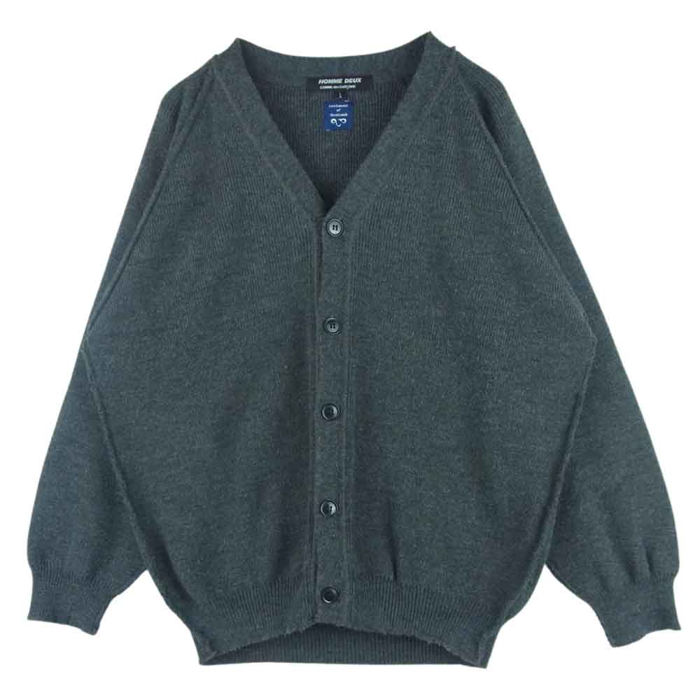 COMME des GARCONS HOMME DEUX コムデギャルソンオムドゥ AD2020 DF-N505 Lochaven Of Scotland ロックエーベンオブスコットランド クラシック Vネック アクリル カーディガン グレー系 L【中古】