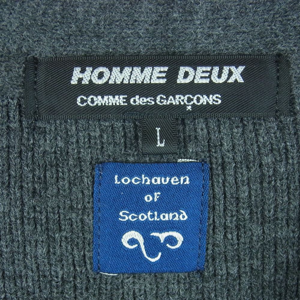 COMME des GARCONS HOMME DEUX コムデギャルソンオムドゥ AD2020 DF-N505 Lochaven Of Scotland ロックエーベンオブスコットランド クラシック Vネック アクリル カーディガン グレー系 L【中古】