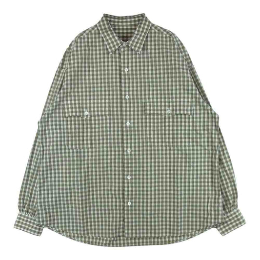 PORTER CLASSIC ポータークラシック ROLL UP GINGHAM CHECK SHIRT ロールアップ ギンガムチェック 長袖 シャツ ベージュ系 ホワイト系 L【中古】