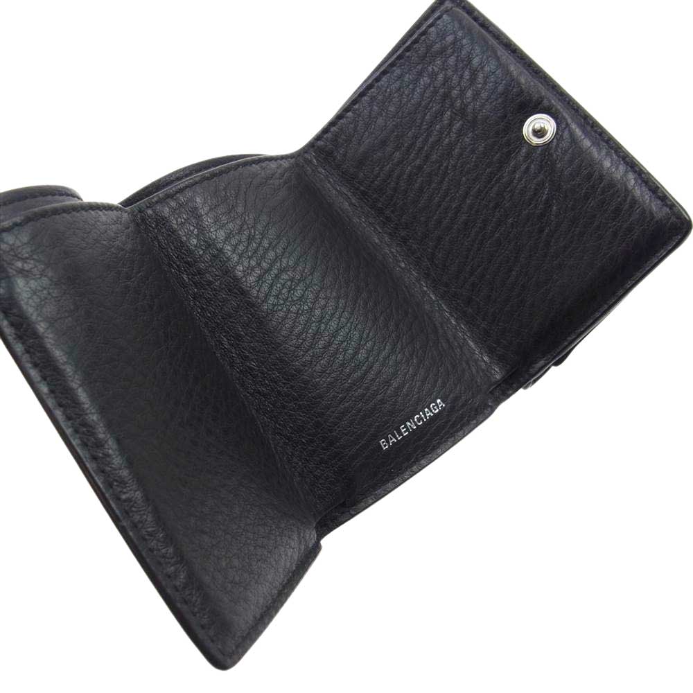 BALENCIAGA バレンシアガ 504564 ロゴ ペーパー ミニ ウォレット 三つ折り財布 ブラック系【中古】