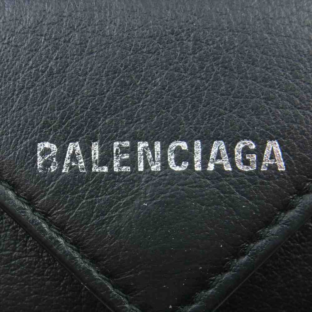 BALENCIAGA バレンシアガ 504564 ロゴ ペーパー ミニ ウォレット 三つ折り財布 ブラック系【中古】