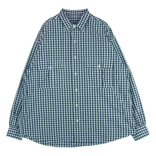 PORTER CLASSIC ポータークラシック ROLL UP GINGHAM CHECK SHIRT ロールアップ ギンガムチェック 長袖 シャツ ネイビー系 ホワイト系 L【中古】