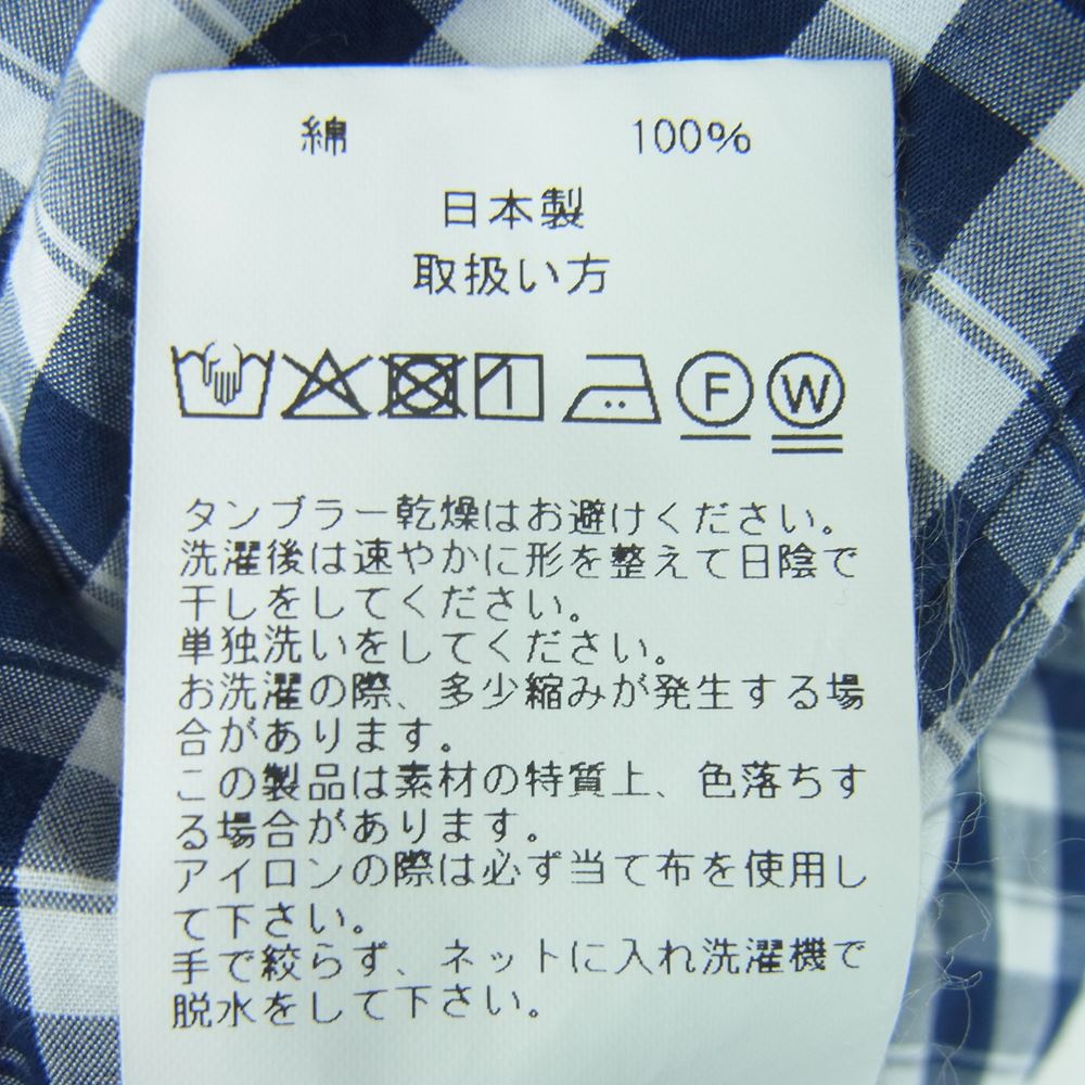 PORTER CLASSIC ポータークラシック ROLL UP GINGHAM CHECK SHIRT ロールアップ ギンガムチェック 長袖 シャツ ネイビー系 ホワイト系 L【中古】