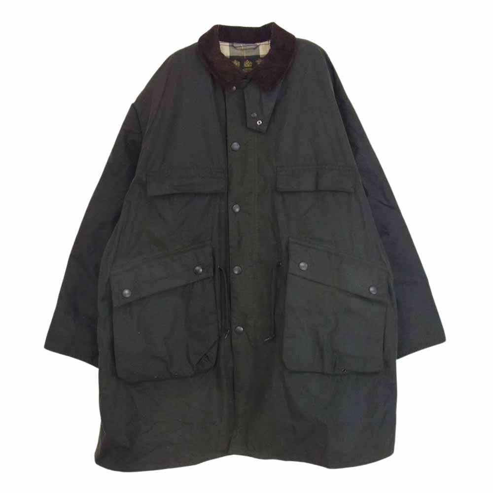Barbour バブアー 1902258 x KAPTAIN SUNSHINE Stand collar Traveller coat Made By Barbour キャプテンサンシャイン スタンドカラー トラベラー コート オイルド ジャケット カーキ系 38【極上美品】【中古】
