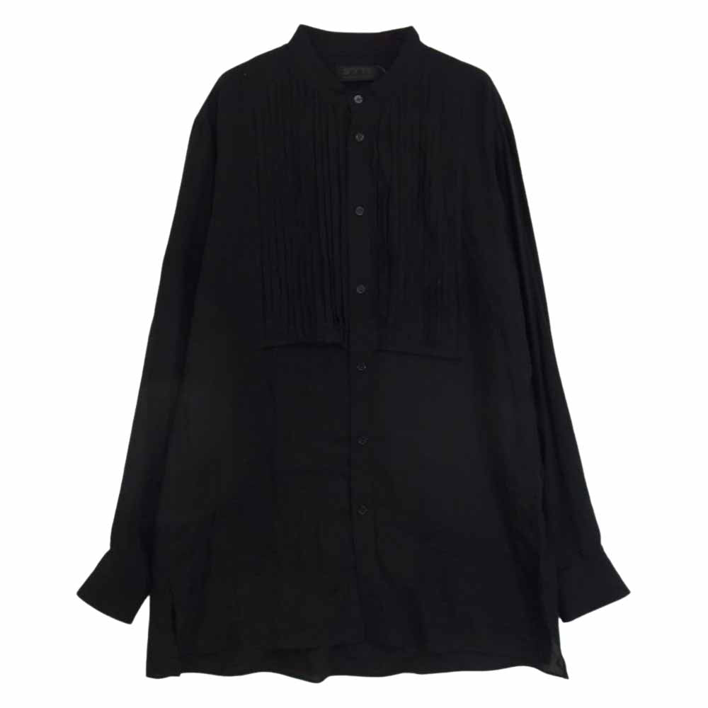Yohji Yamamoto ヨウジヤマモト US-B07-200 S'YTE サイト テンセル レーヨン フリル スタンドカラー ロング 長袖 シャツ ブラック系 3【中古】