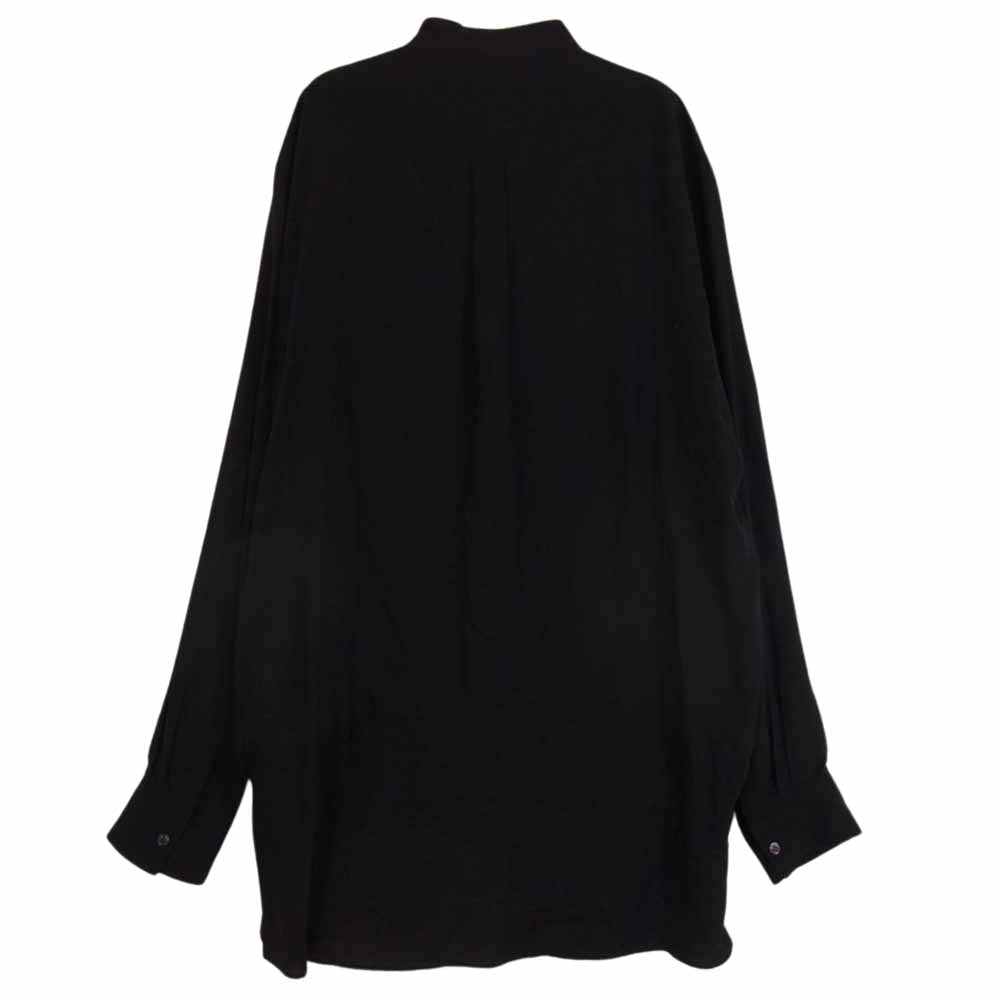 Yohji Yamamoto ヨウジヤマモト US-B07-200 S'YTE サイト テンセル レーヨン フリル スタンドカラー ロング 長袖 シャツ ブラック系 3【中古】