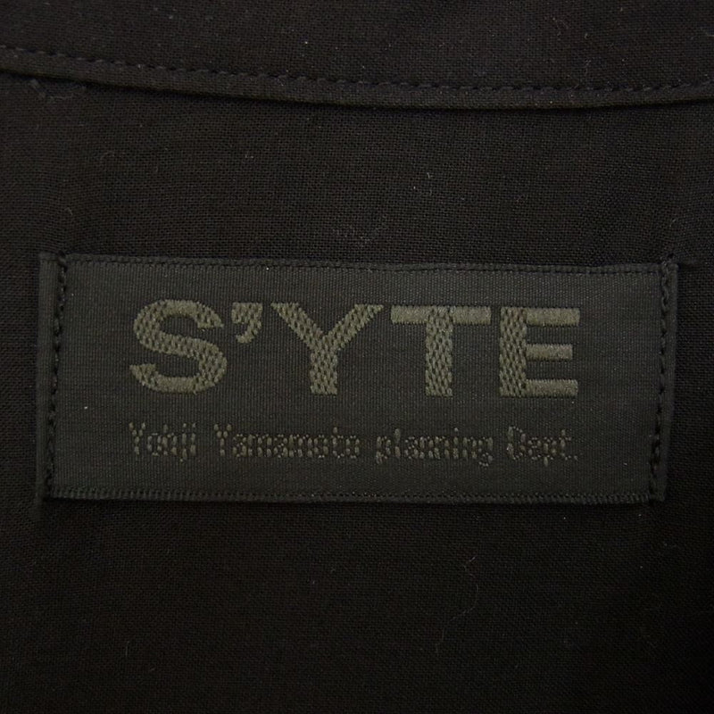 Yohji Yamamoto ヨウジヤマモト US-B07-200 S'YTE サイト テンセル レーヨン フリル スタンドカラー ロング 長袖 シャツ ブラック系 3【中古】
