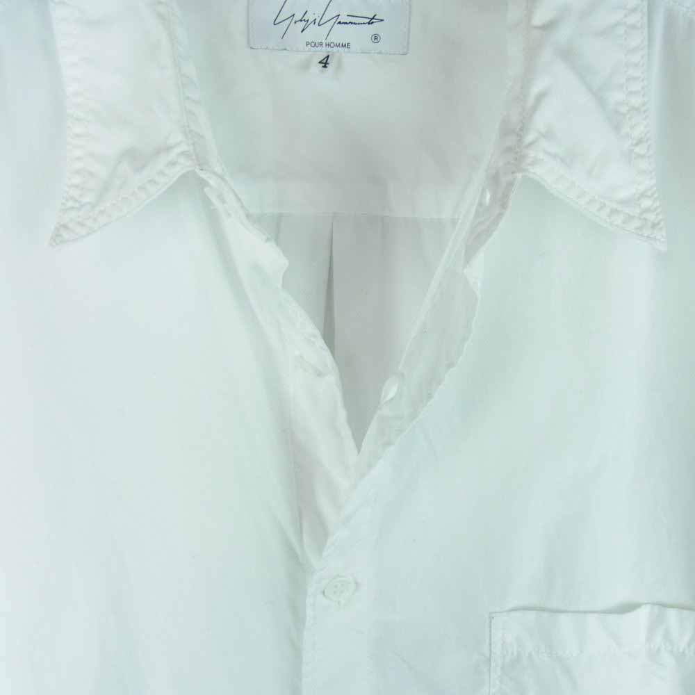Yohji Yamamoto POUR HOMME ヨウジヤマモトプールオム 21SS HD-B27-024 CHAIN STITCH BROAD CLASSIC BIG BLOUSE 定番BIG環縫い ブラウス チェーン ステッチ ブロード クラシック ビッグ シャツ 長袖 ホワイト系 4【中古】