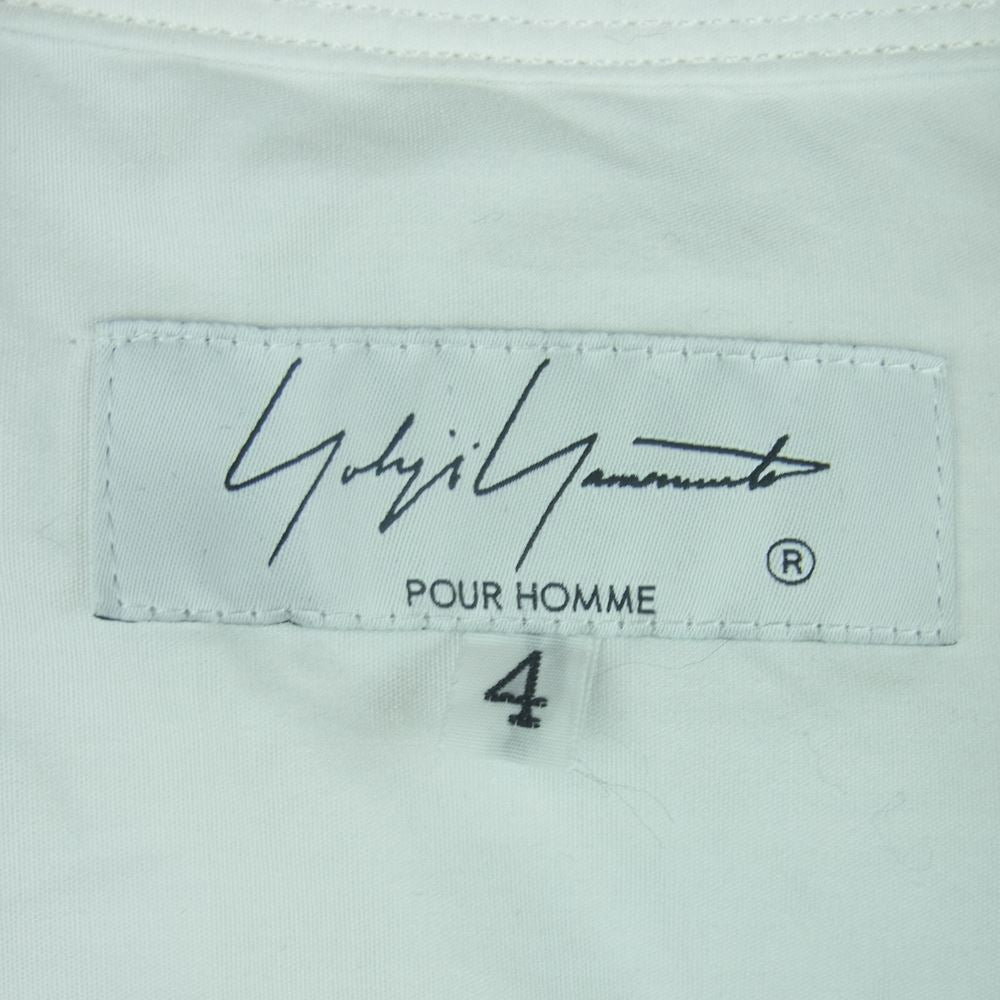 Yohji Yamamoto POUR HOMME ヨウジヤマモトプールオム 21SS HD-B27-024 CHAIN STITCH BROAD CLASSIC BIG BLOUSE 定番BIG環縫い ブラウス チェーン ステッチ ブロード クラシック ビッグ シャツ 長袖 ホワイト系 4【中古】