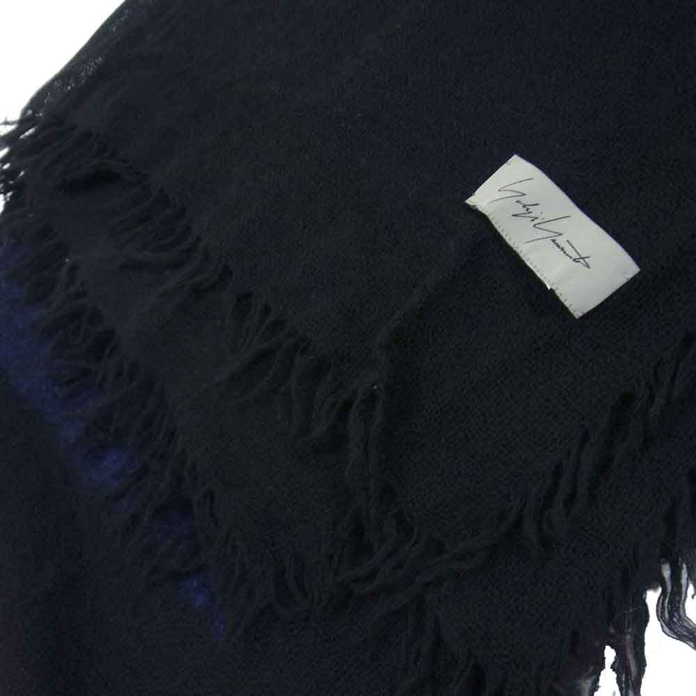 Yohji Yamamoto POUR HOMME ヨウジヤマモトプールオム 22AW FX-L01-161 Ｗ GAUZE/KNIT SQUARE NEEDLE/STOLE ガーゼ ウール スクエア ストール マフラー ブラック系 ブルー系【中古】