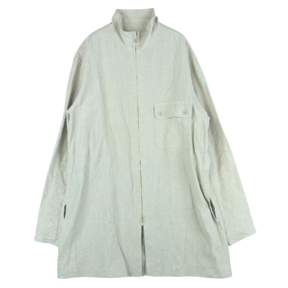 Yohji Yamamoto POUR HOMME ヨウジヤマモトプールオム 22SS HG-B28-301 HIGH COUNT LINEN ZIP OPEN BLOUSE リネン ジップアップ シャツ ジャケット グレイッシュベージュ系 3【中古】