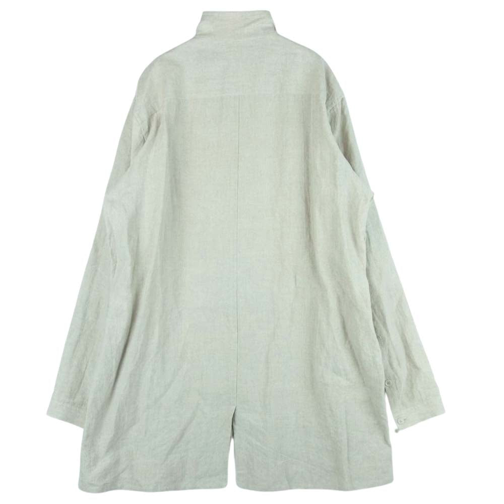 Yohji Yamamoto POUR HOMME ヨウジヤマモトプールオム 22SS HG-B28-301 HIGH COUNT LINEN ZIP OPEN BLOUSE リネン ジップアップ シャツ ジャケット グレイッシュベージュ系 3【中古】
