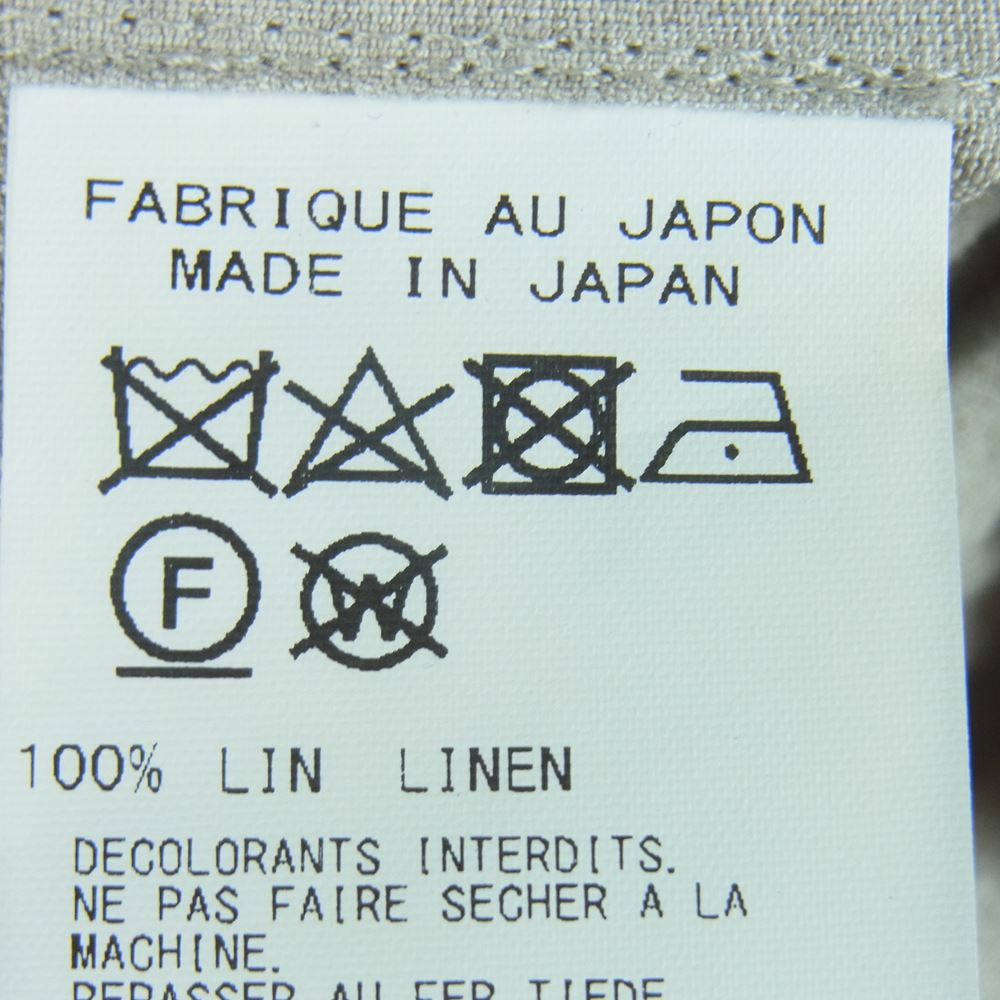 Yohji Yamamoto POUR HOMME ヨウジヤマモトプールオム 22SS HG-B28-301 HIGH COUNT LINEN ZIP OPEN BLOUSE リネン ジップアップ シャツ ジャケット グレイッシュベージュ系 3【中古】