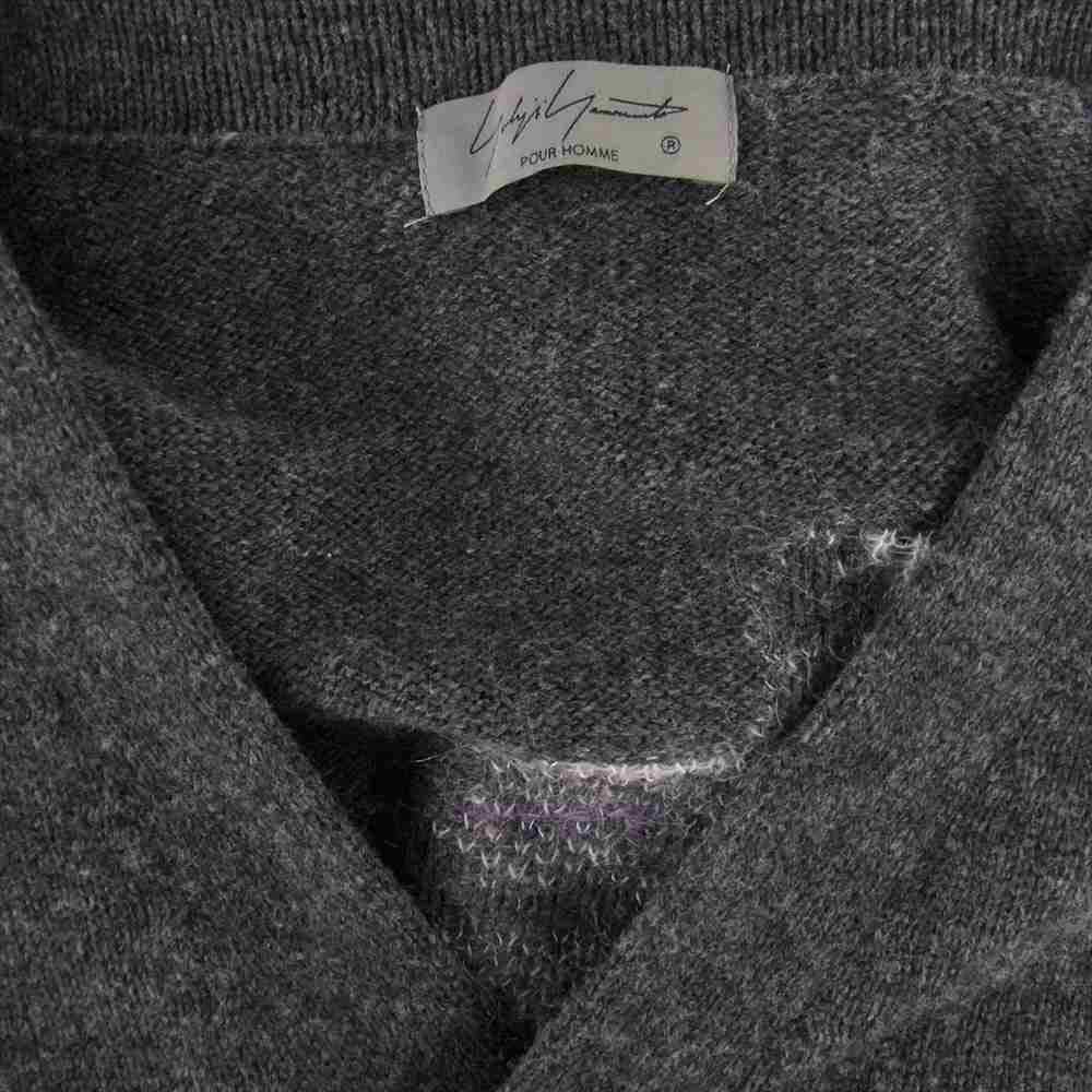 Yohji Yamamoto POUR HOMME ヨウジヤマモトプールオム 21AW HX-K77-181 ダリア ロング カーディガン フラワー ニット コート グレー系 3【中古】