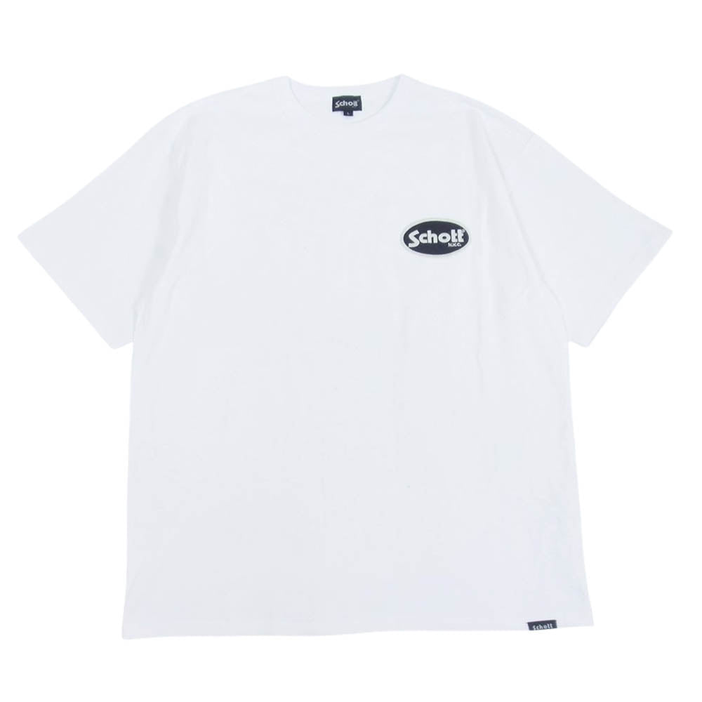 schott ショット 782-2234001 ロゴ ワッペン プリント クルーネック Tシャツ ホワイト系 L【中古】