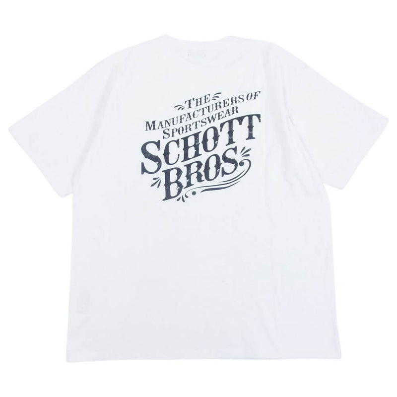 schott ショット 782-2234001 ロゴ ワッペン プリント クルーネック Tシャツ ホワイト系 L【中古】