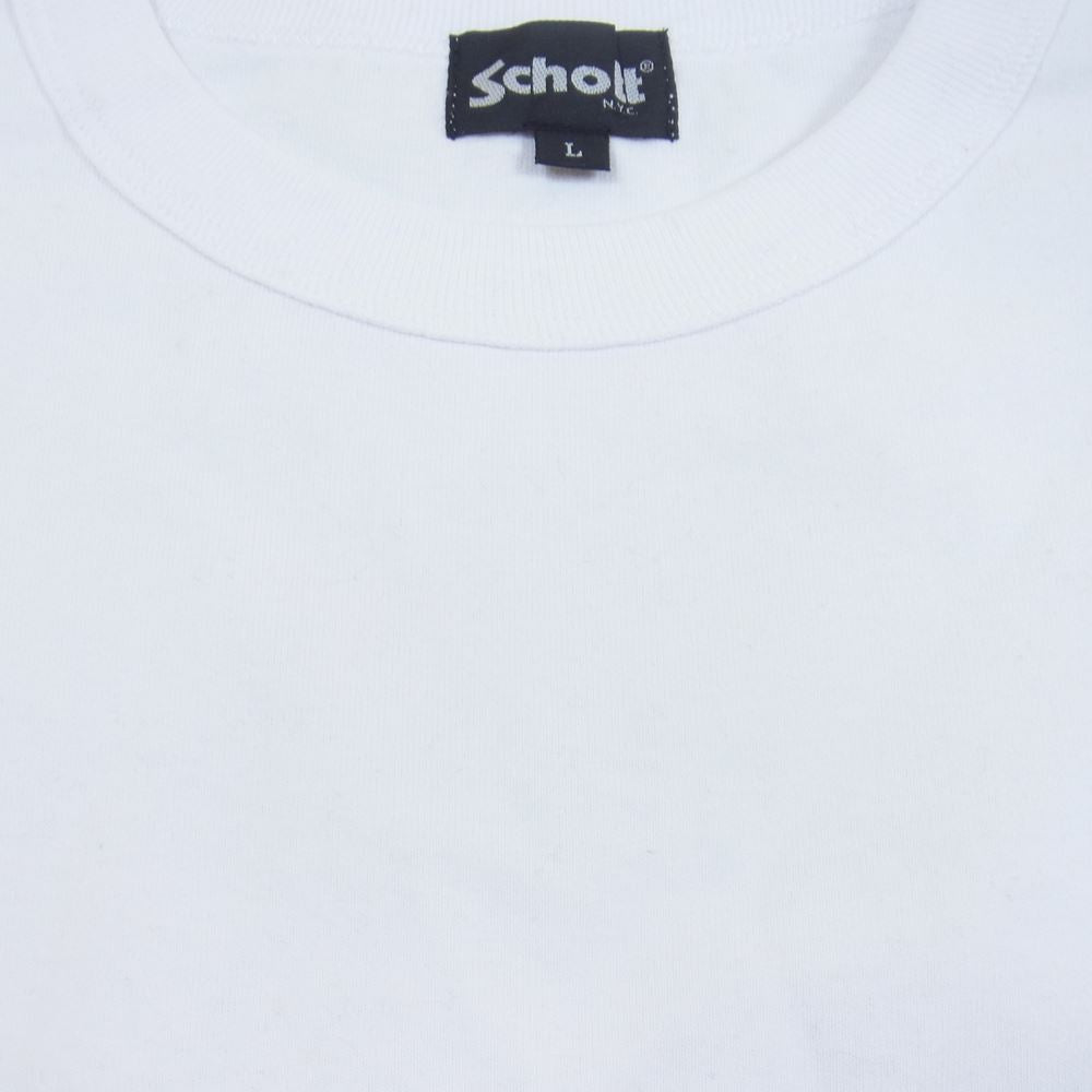51071● Schott 半袖 ワーク シャツ L ホワイト ワッペン スカル