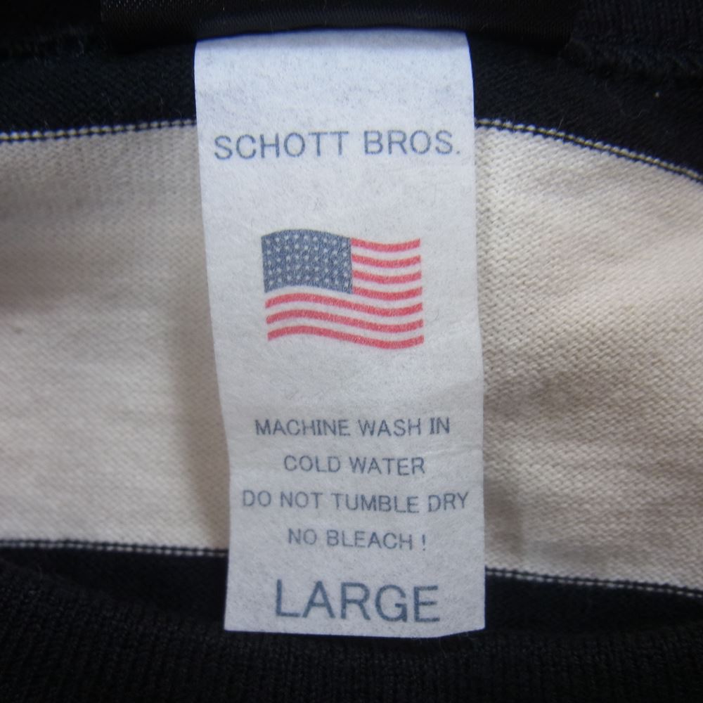 schott ショット 3123175 WIDE BORDER T-SHIRT ワイド ボーダー ポケット 長袖 Tシャツ ブラック系 ホワイト系 L【中古】