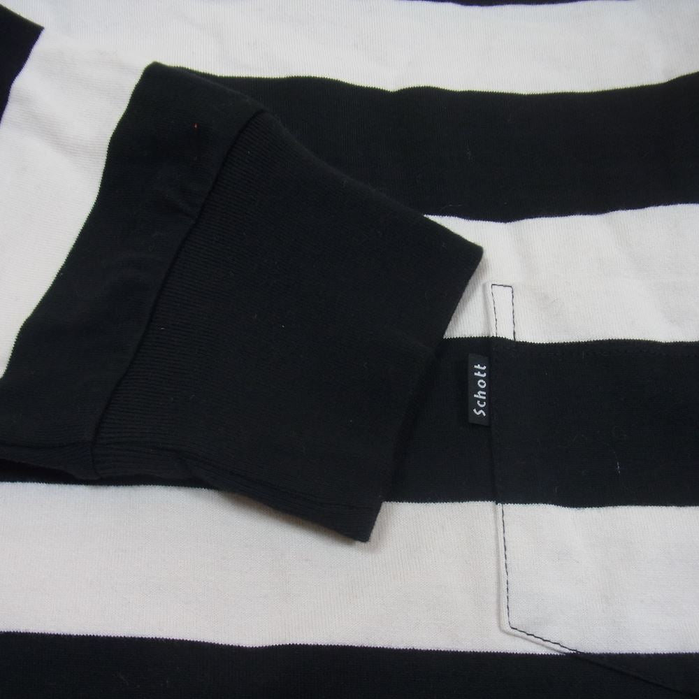 schott ショット 3123175 WIDE BORDER T-SHIRT ワイド ボーダー ポケット 長袖 Tシャツ ブラック系 ホワイト系 L【中古】