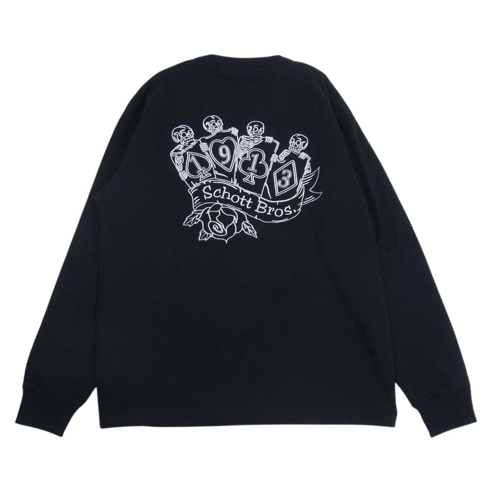 schott ショット 782-2230002 SKULL GRAPHIC EMB L/S TEE スカル グラフィック ロングスリーブ Tシャツ ブラック系 L【中古】