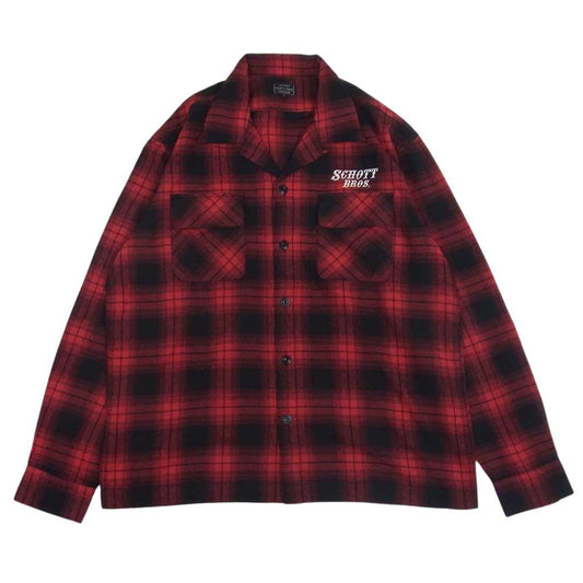 schott ショット 782-2220003 フランネル チェック シャツ レッド系 L【中古】