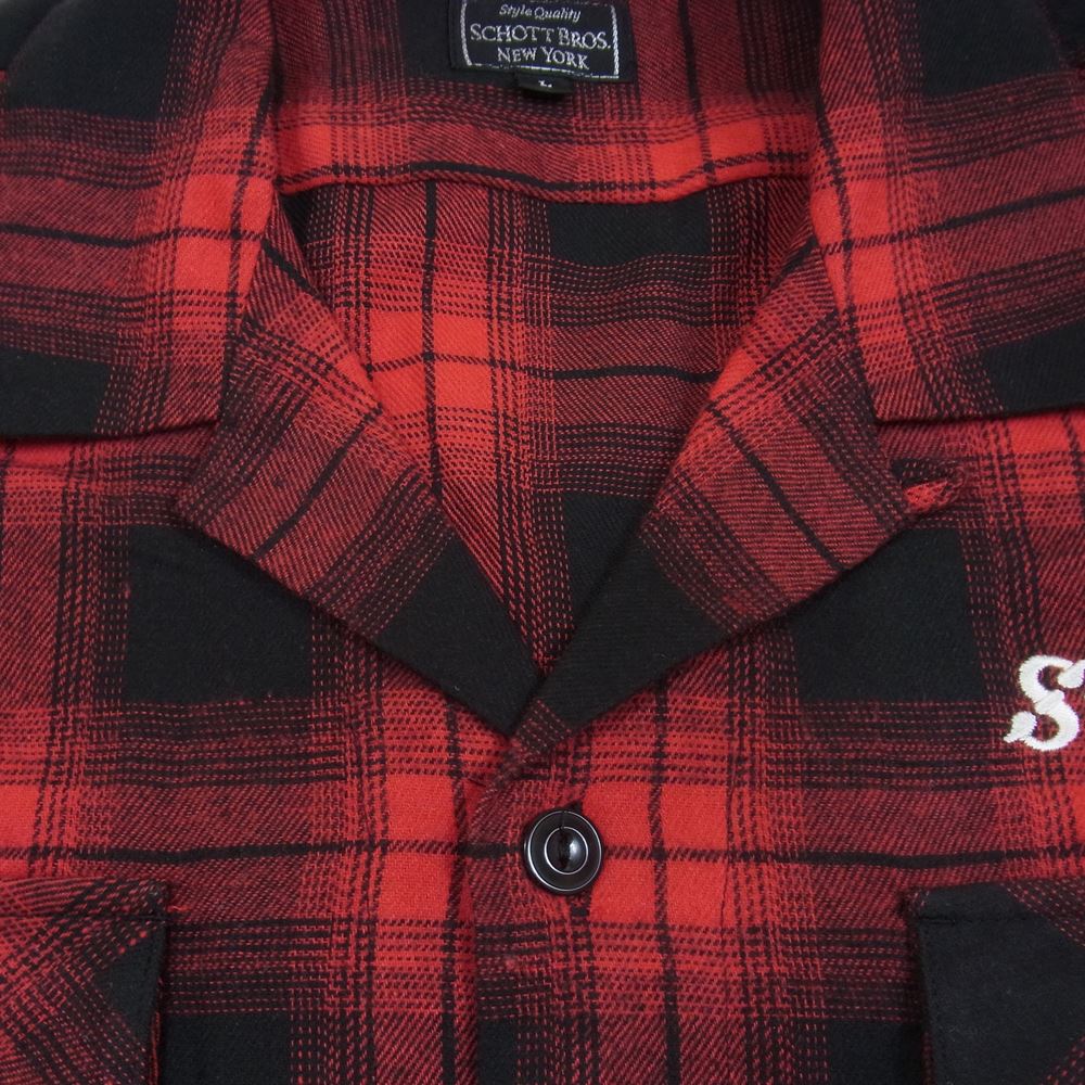 schott ショット 782-2220003 フランネル チェック シャツ レッド系 L【中古】