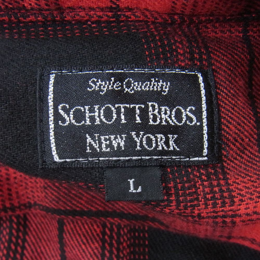 schott ショット 782-2220003 フランネル チェック シャツ レッド系 L【中古】