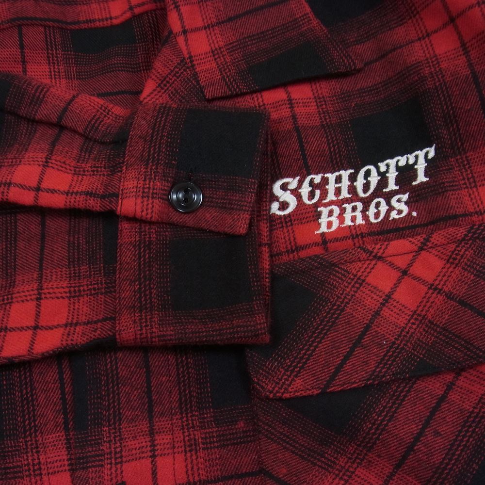 schott ショット 782-2220003 フランネル チェック シャツ レッド系 L【中古】