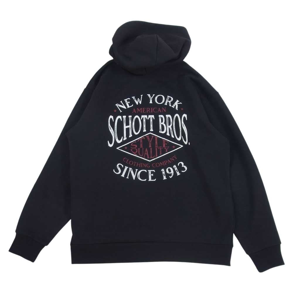 schott ショット 782-2231002 プリント スウェット プルオーバ― パーカー ブラック系 L【中古】
